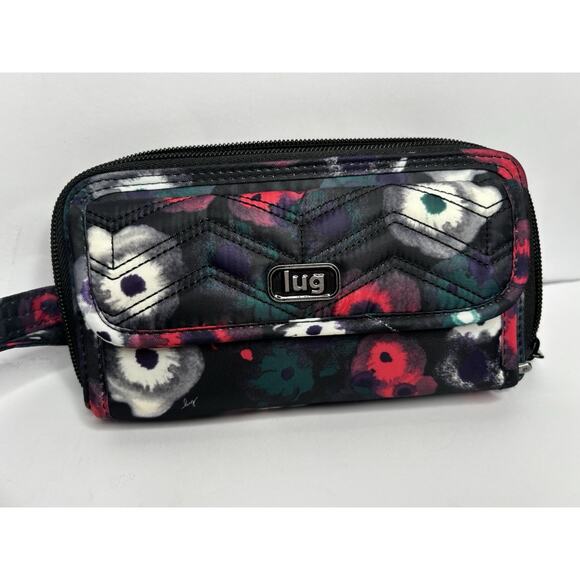 LUG Kickflip Convertible Wallet Midnight Watercolor Floral crossbody card holder - Picture 5 of 8